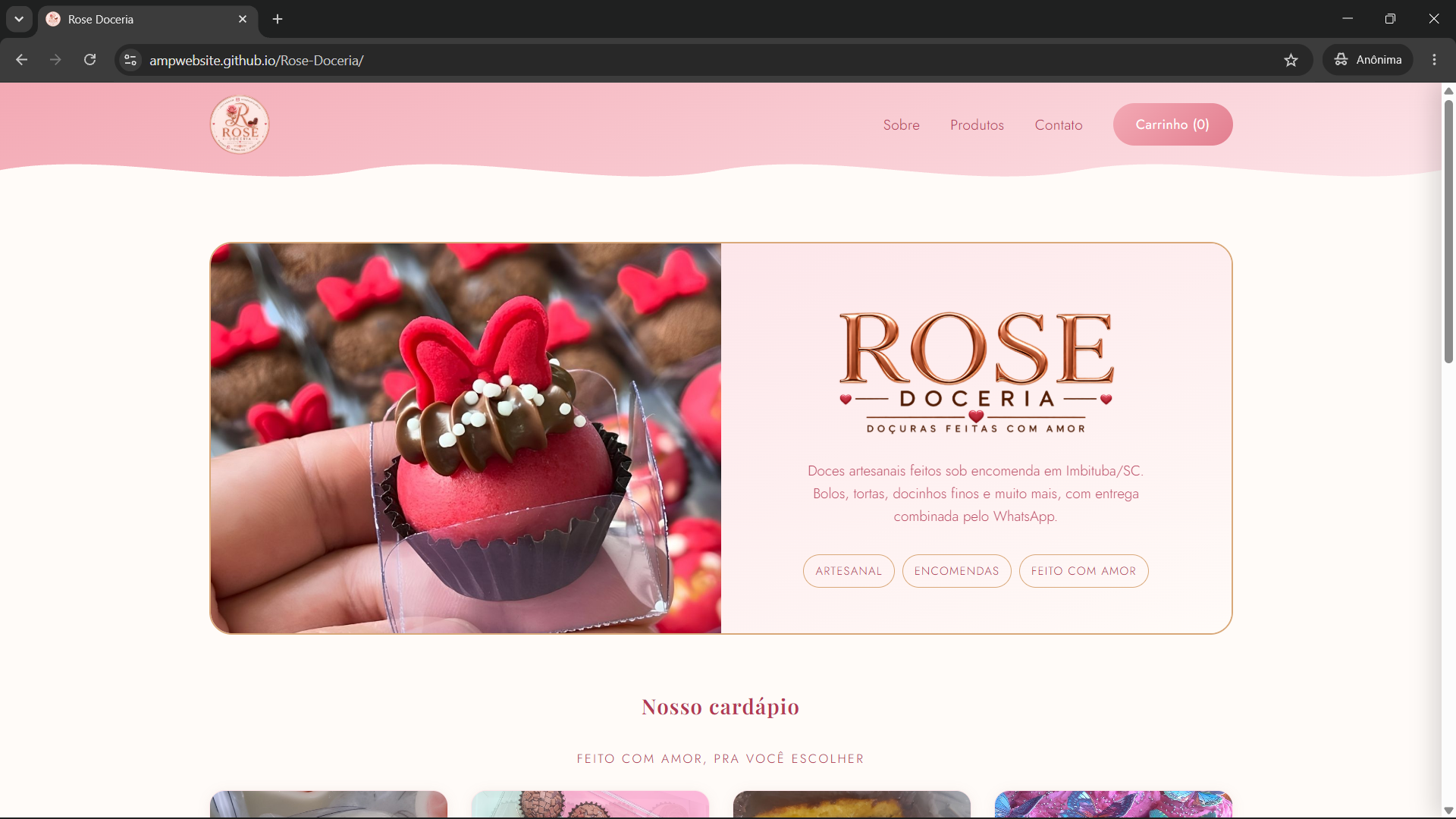 Cardápio Digital — Rose Doceria