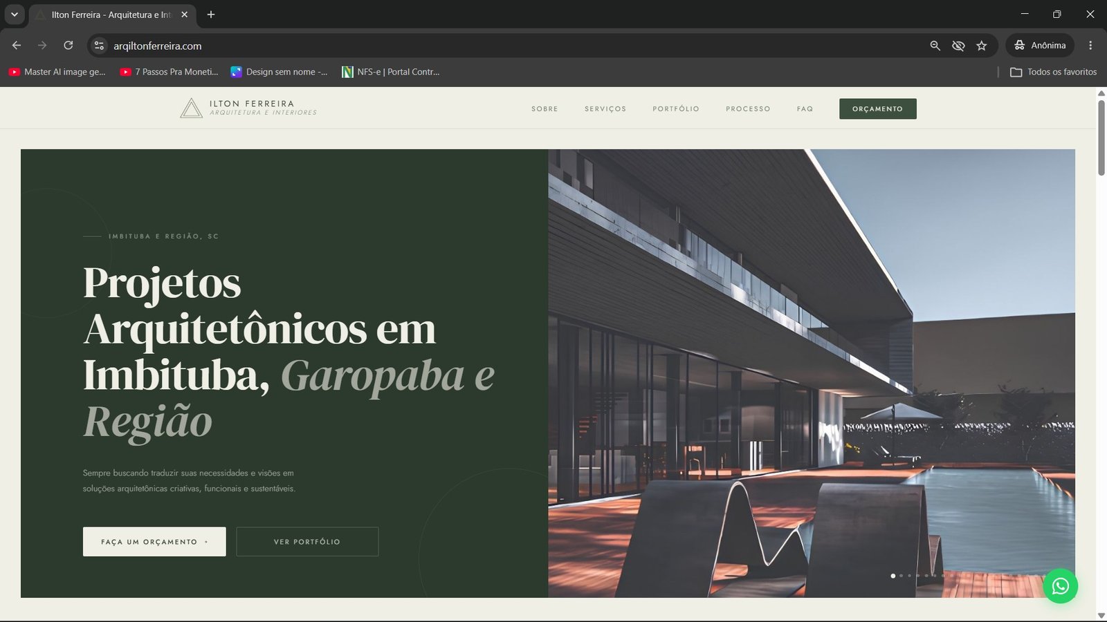 Site institucional — Ilton Ferreira Arquitetura e Interiores